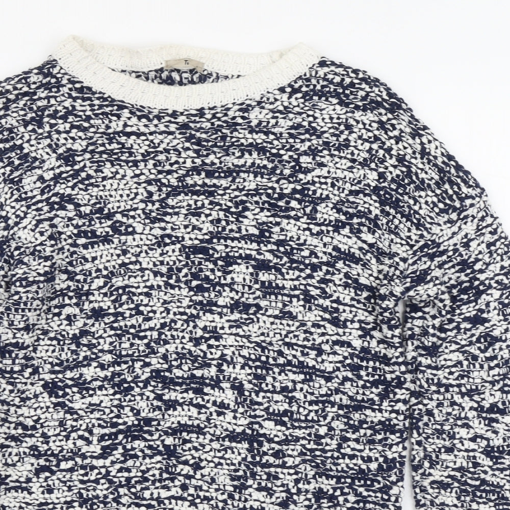 TU Womens Blue Scoop Neck Cotton Pullover Jumper Size 8