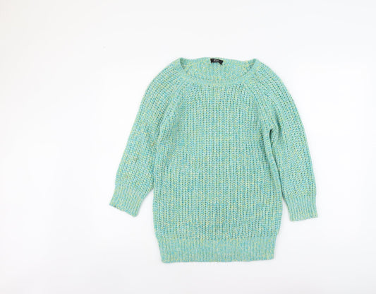 F&F Womens Green Scoop Neck Acrylic Pullover Jumper Size 6