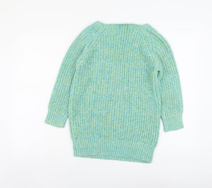 F&F Womens Green Scoop Neck Acrylic Pullover Jumper Size 6
