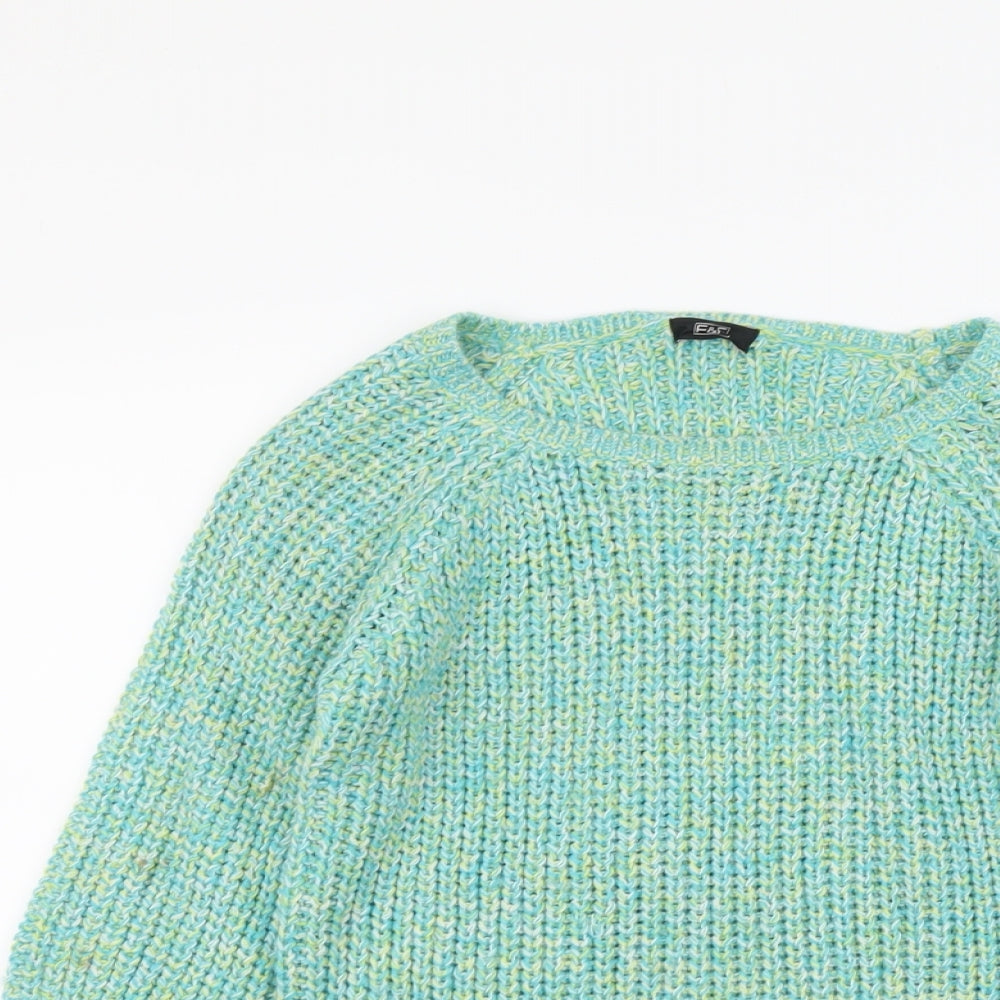 F&F Womens Green Scoop Neck Acrylic Pullover Jumper Size 6