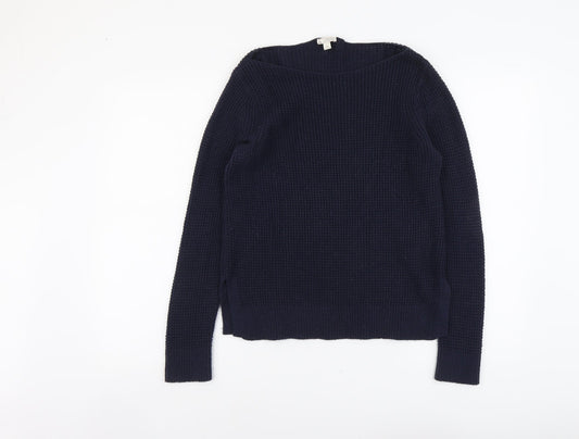 Gap Womens Blue Boat Neck Nylon Pullover Jumper Size S