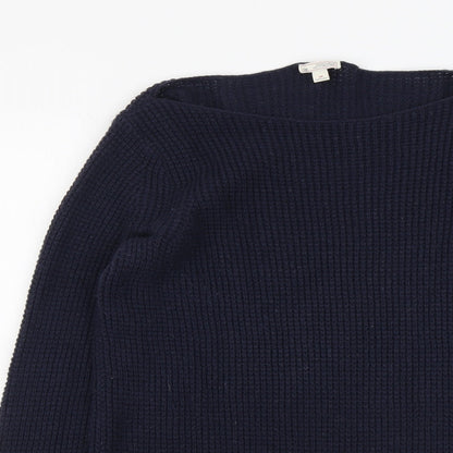 Gap Womens Blue Boat Neck Nylon Pullover Jumper Size S