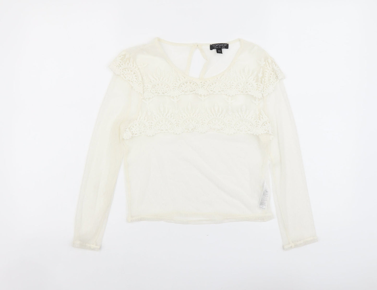 Womens UK Size 10 Topshop Ivory Cropped Blouse