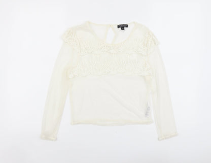Womens UK Size 10 Topshop Ivory Cropped Blouse