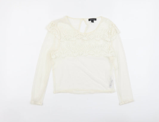 Womens UK Size 10 Topshop Ivory Cropped Blouse