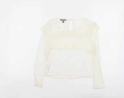 Womens UK Size 10 Topshop Ivory Cropped Blouse