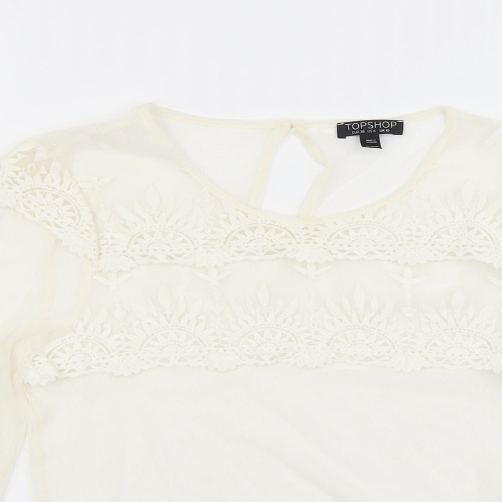 Womens UK Size 10 Topshop Ivory Cropped Blouse