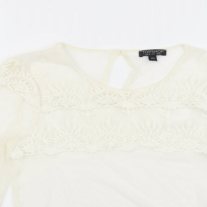 Womens UK Size 10 Topshop Ivory Cropped Blouse