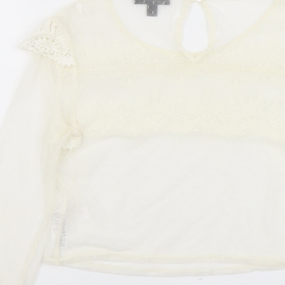 Womens UK Size 10 Topshop Ivory Cropped Blouse