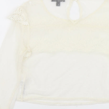Womens UK Size 10 Topshop Ivory Cropped Blouse
