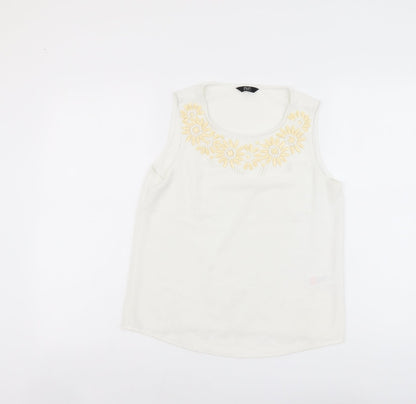 F&F Womens White Polyester Basic Tank Size 8 Scoop Neck