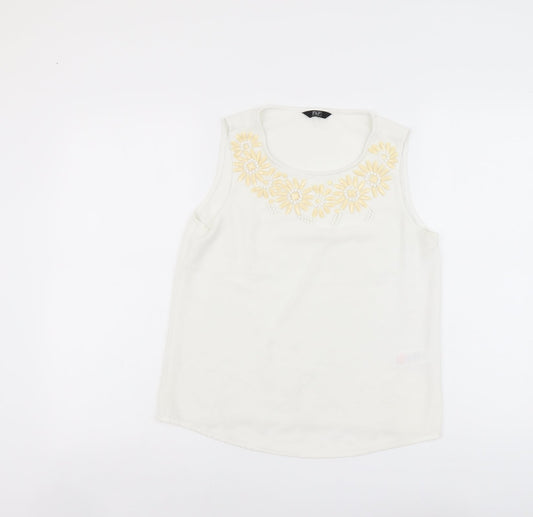 F&F Womens White Polyester Basic Tank Size 8 Scoop Neck