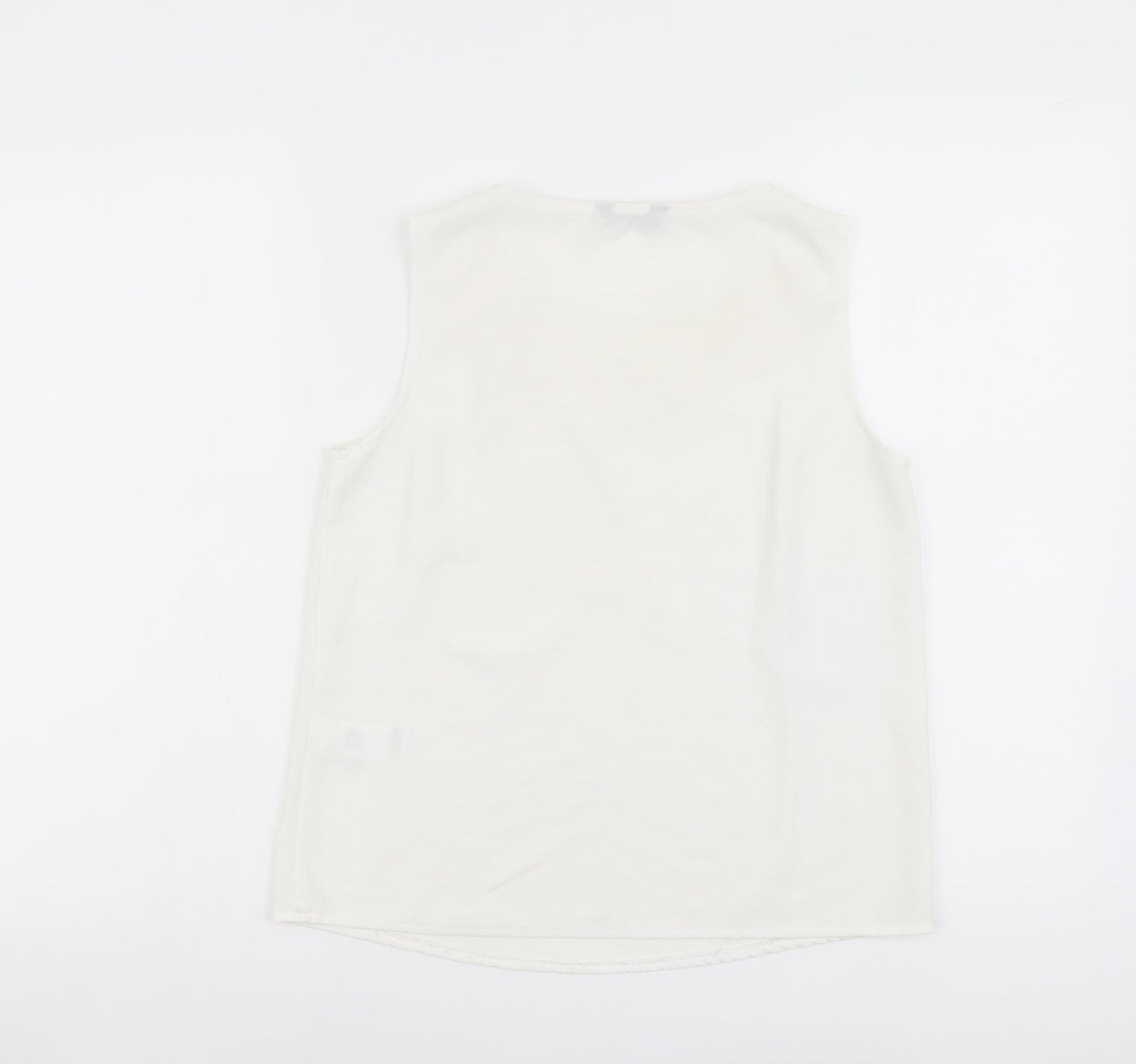 F&F Womens White Polyester Basic Tank Size 8 Scoop Neck