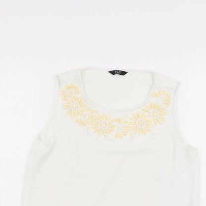 F&F Womens White Polyester Basic Tank Size 8 Scoop Neck