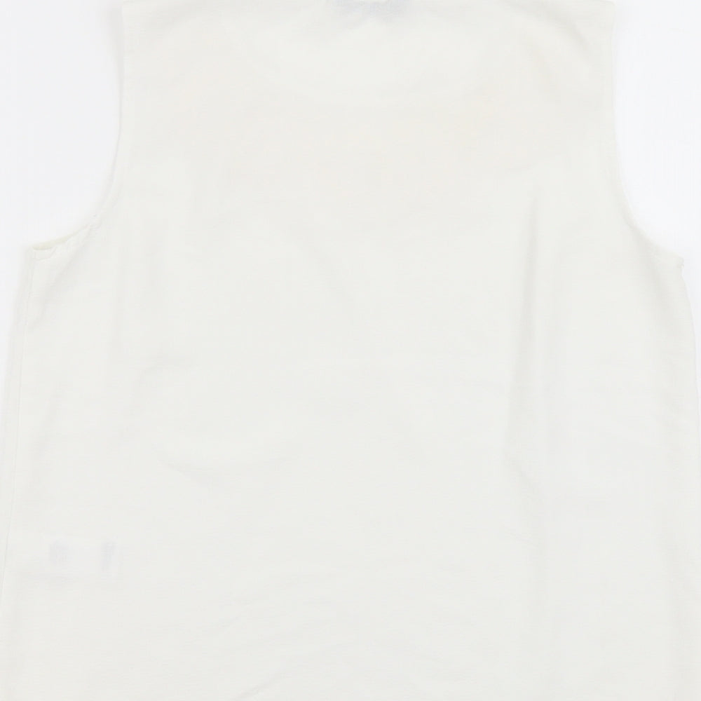 F&F Womens White Polyester Basic Tank Size 8 Scoop Neck