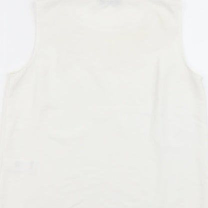 F&F Womens White Polyester Basic Tank Size 8 Scoop Neck