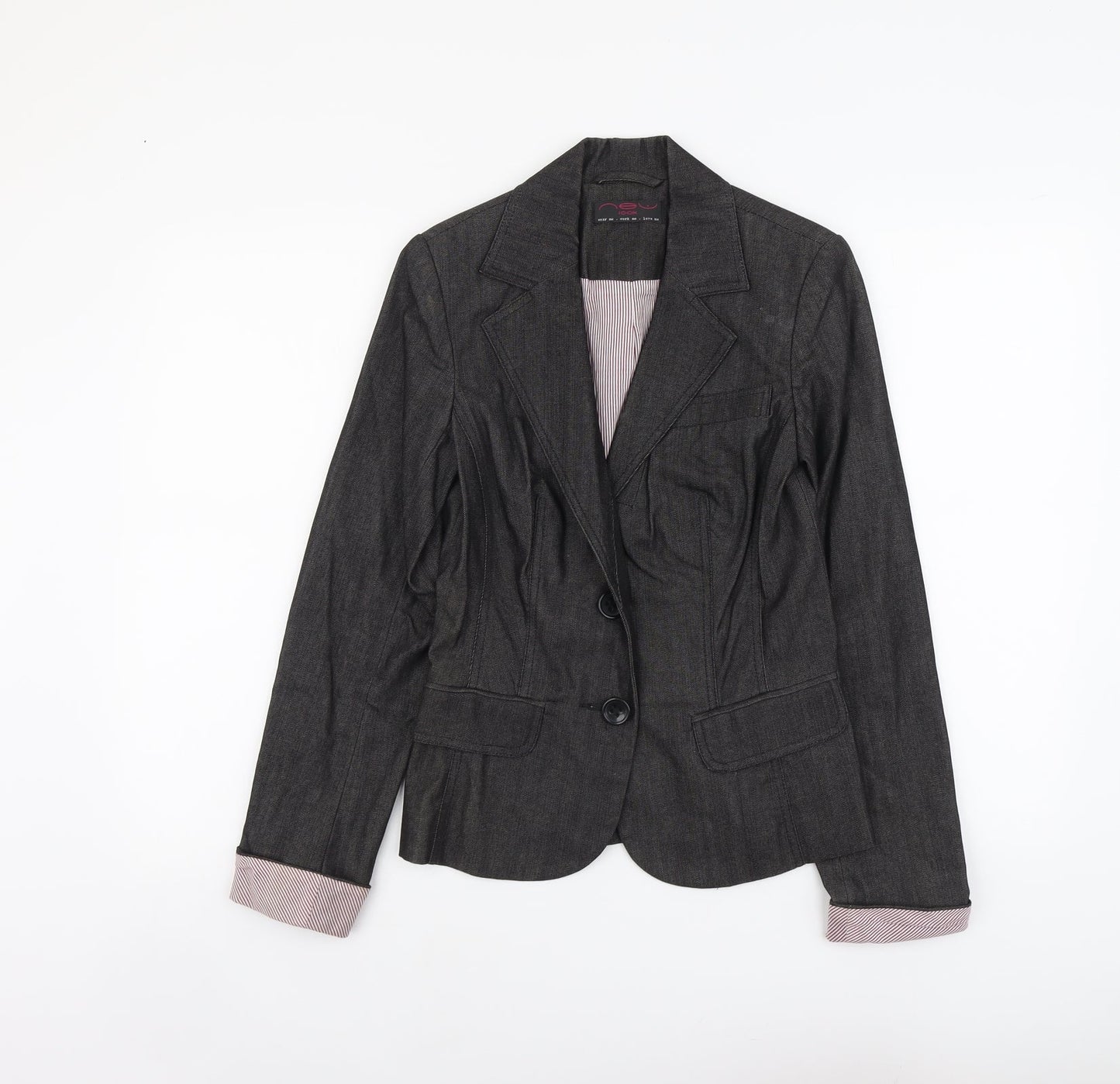 New Look Womens Grey Cotton Jacket Blazer Size 10