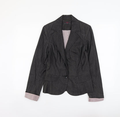 New Look Womens Grey Cotton Jacket Blazer Size 10