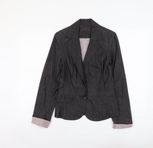 New Look Womens Grey Cotton Jacket Blazer Size 10
