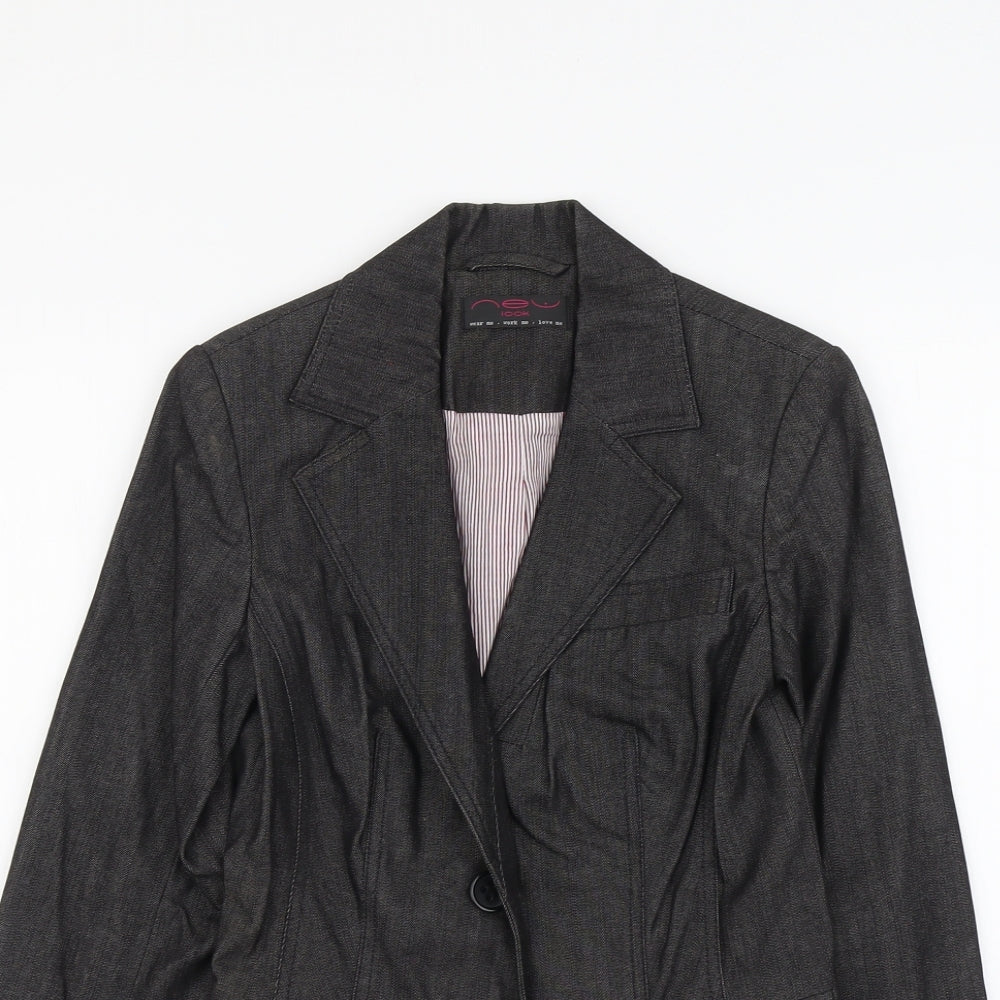 New Look Womens Grey Cotton Jacket Blazer Size 10