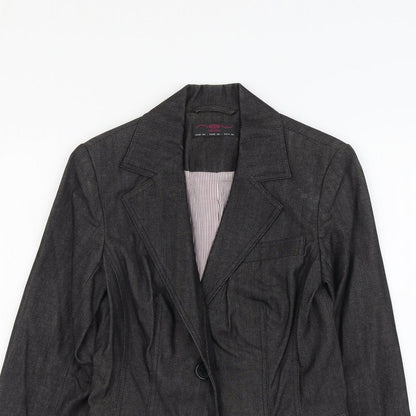 New Look Womens Grey Cotton Jacket Blazer Size 10