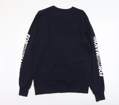 For The Many Mens Blue Cotton Pullover Sweatshirt Size M