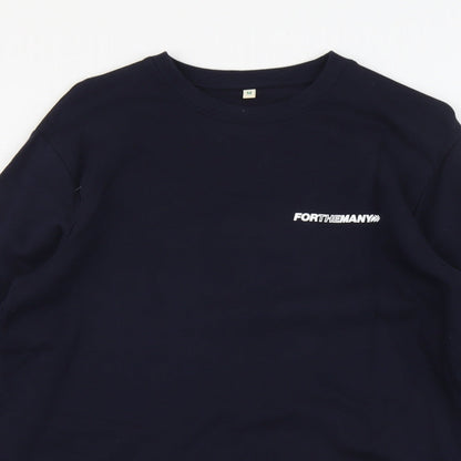 For The Many Mens Blue Cotton Pullover Sweatshirt Size M