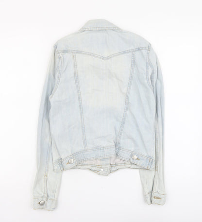 Denim & Co. Womens Blue Jacket Size 10 Button