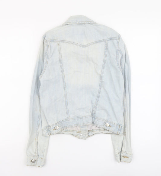 Denim & Co. Womens Blue Jacket Size 10 Button