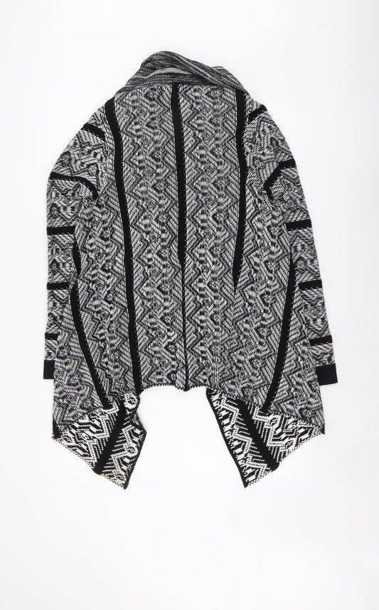 Blue Inc Womens Black V-Neck Geometric Acrylic Cardigan Jumper Size 8