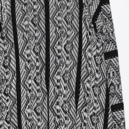 Blue Inc Womens Black V-Neck Geometric Acrylic Cardigan Jumper Size 8