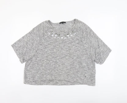 Womens UK Size 12 New Look Grey Basic T-Shirt