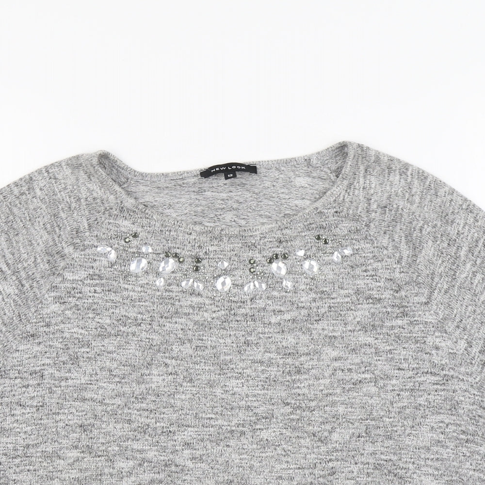 Womens UK Size 12 New Look Grey Basic T-Shirt