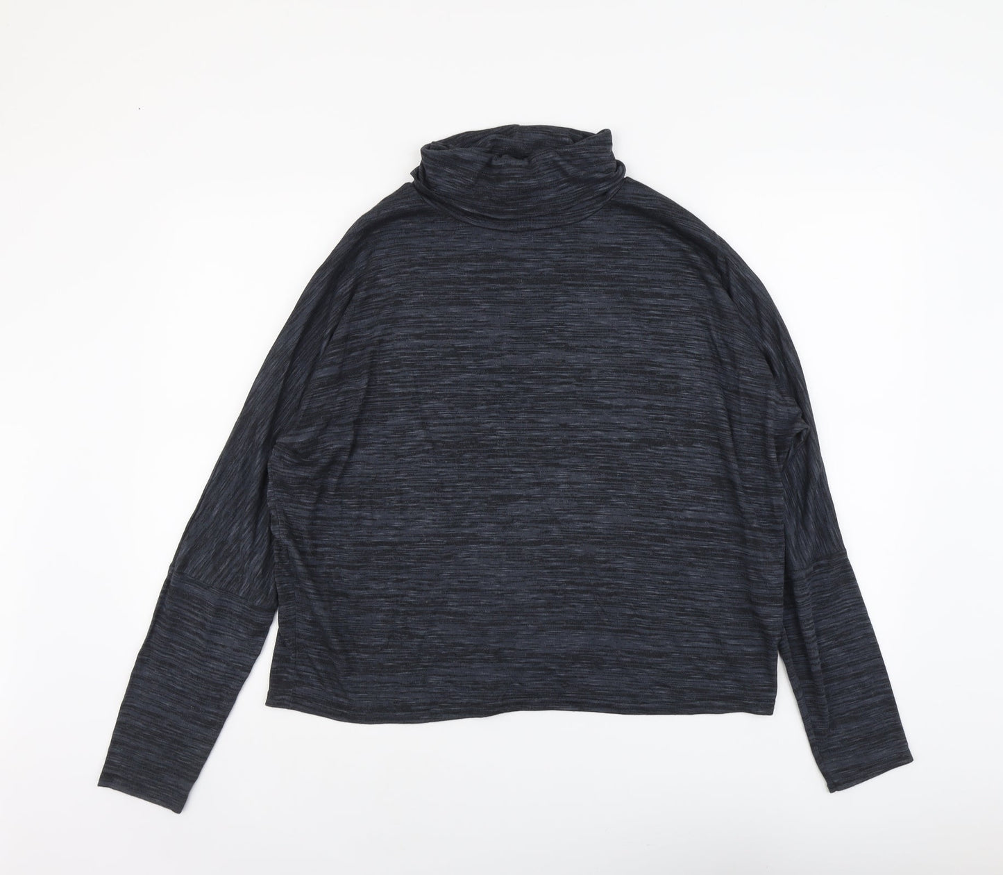 Boohoo Womens Blue Viscose Basic T-Shirt Size S Roll Neck