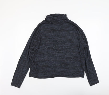 Boohoo Womens Blue Viscose Basic T-Shirt Size S Roll Neck