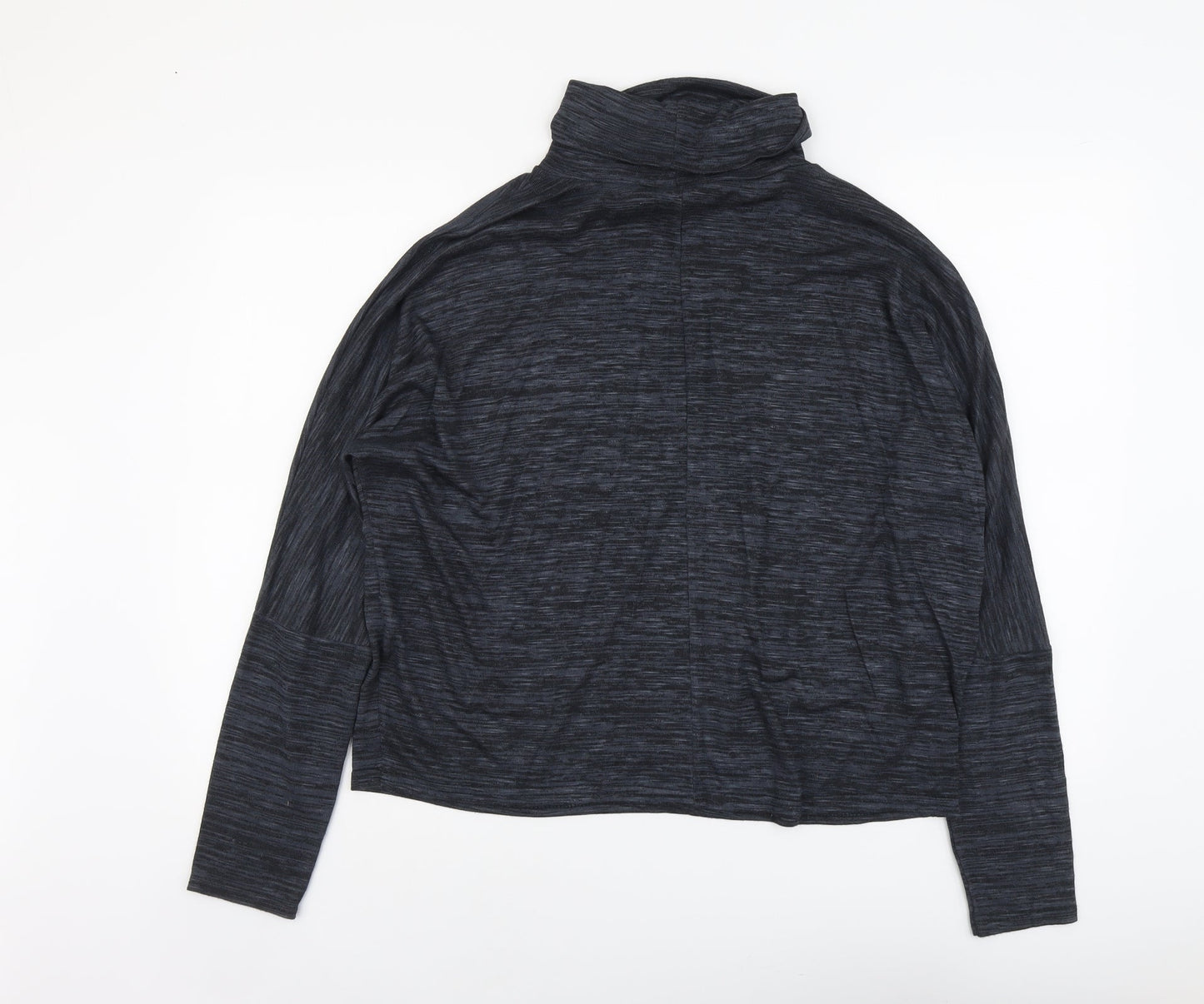 Boohoo Womens Blue Viscose Basic T-Shirt Size S Roll Neck