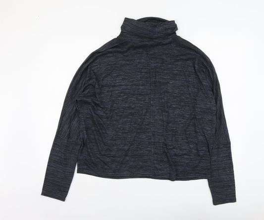 Boohoo Womens Blue Viscose Basic T-Shirt Size S Roll Neck