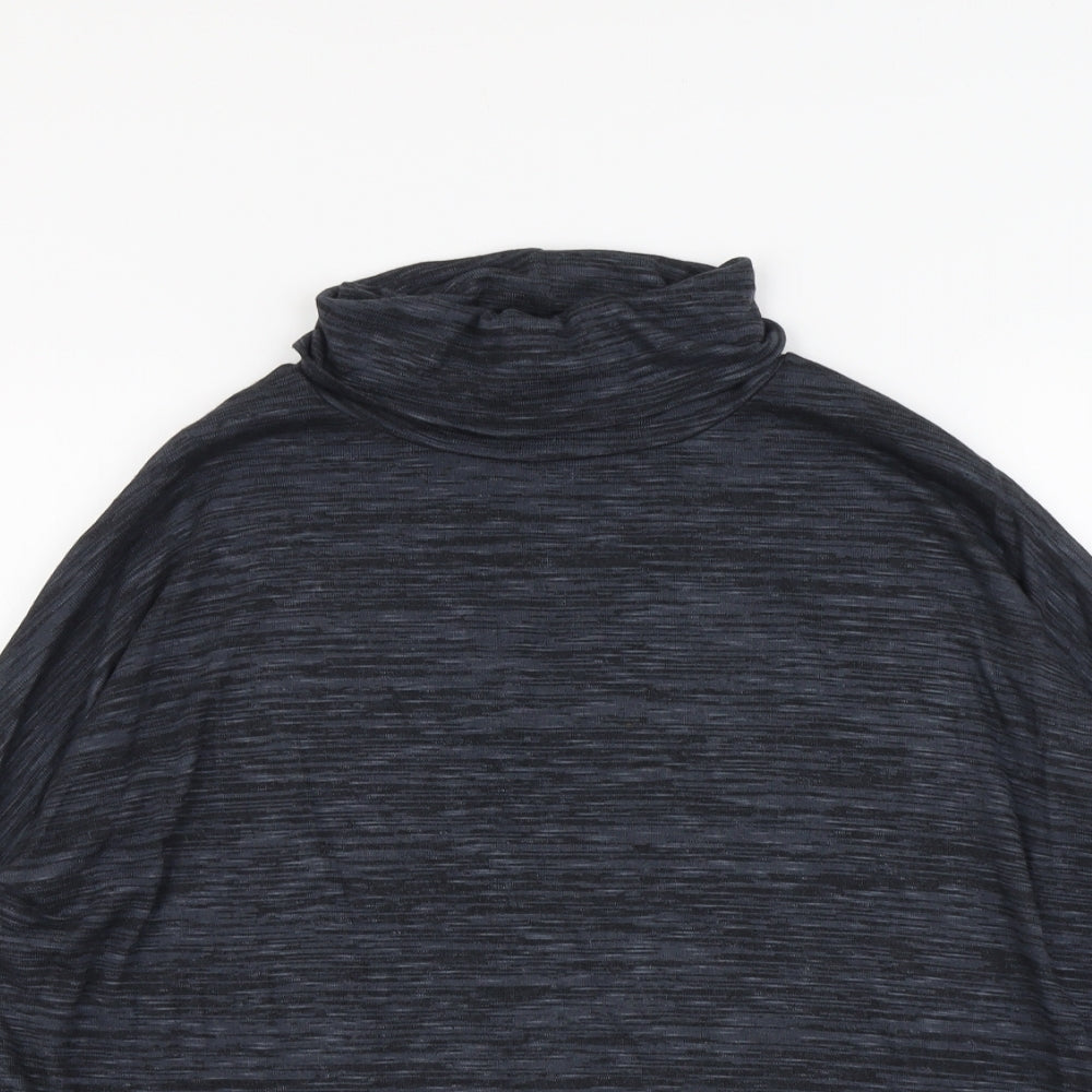 Boohoo Womens Blue Viscose Basic T-Shirt Size S Roll Neck