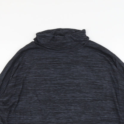 Boohoo Womens Blue Viscose Basic T-Shirt Size S Roll Neck