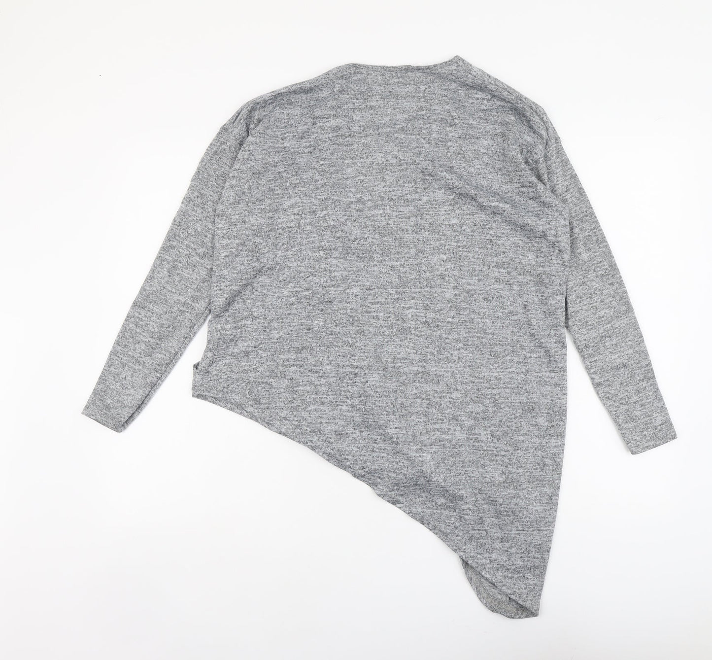 Boohoo Womens Grey Polyester Basic Blouse Size S V-Neck