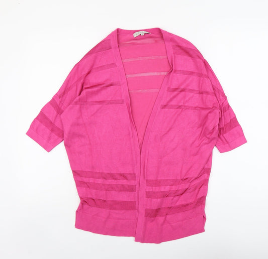 Nutmeg Womens Pink V-Neck Striped Viscose Cardigan Jumper Size 10