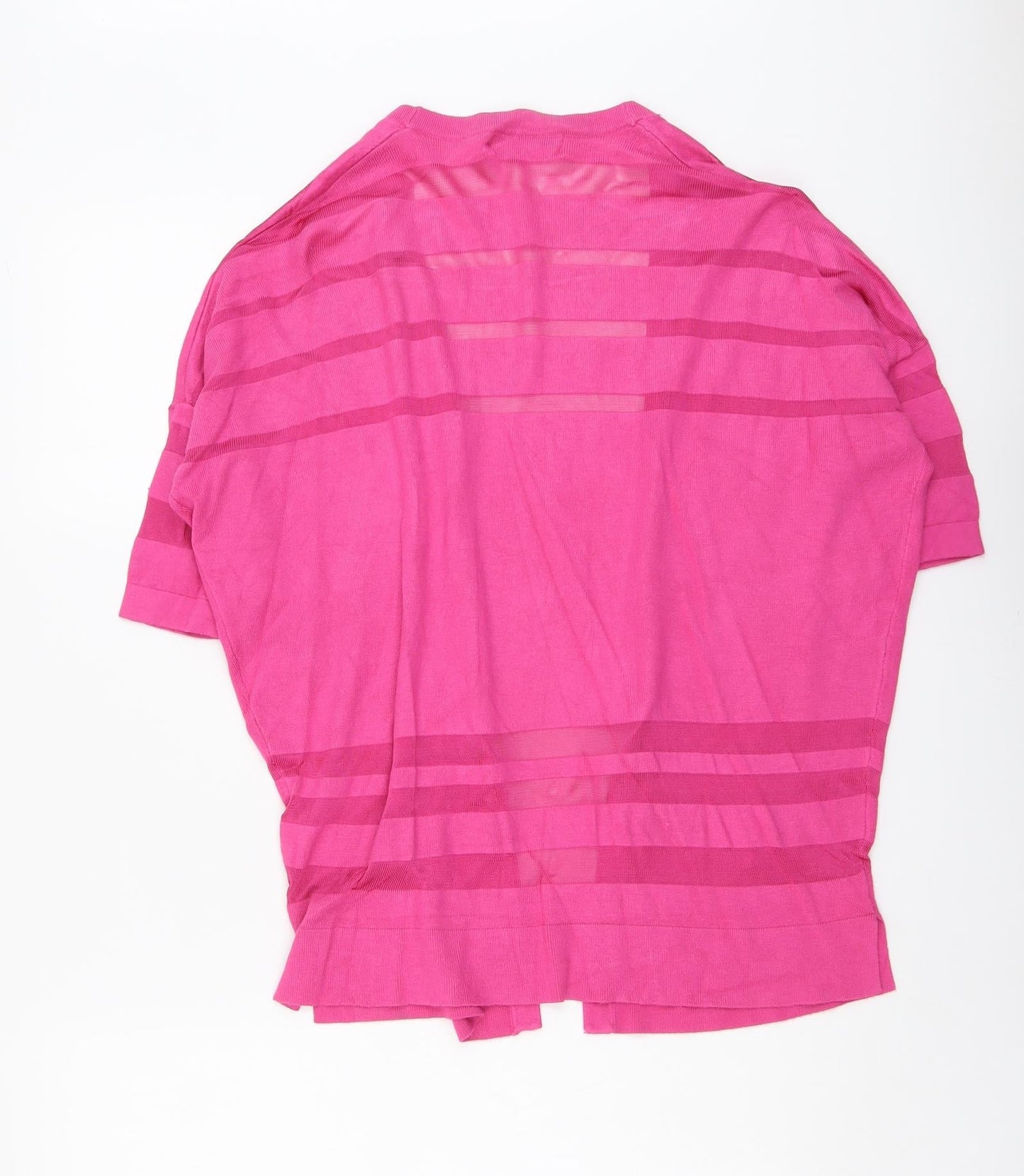 Nutmeg Womens Pink V-Neck Striped Viscose Cardigan Jumper Size 10