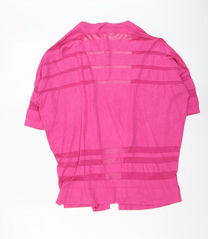 Nutmeg Womens Pink V-Neck Striped Viscose Cardigan Jumper Size 10