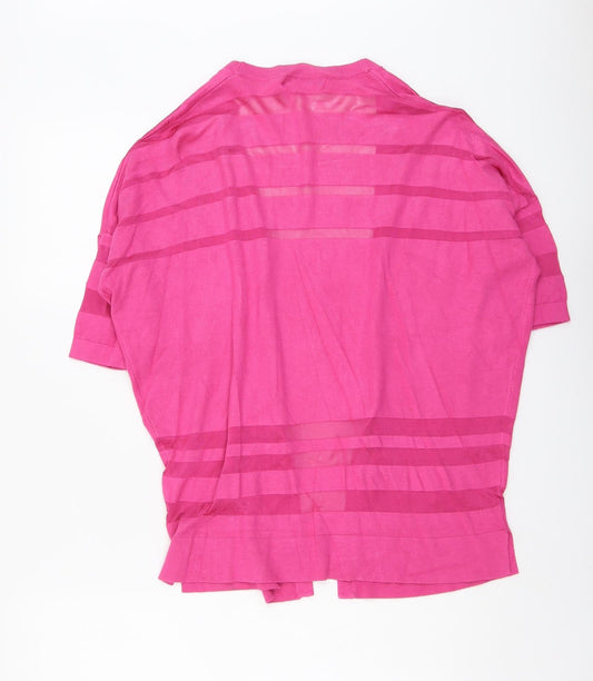 Nutmeg Womens Pink V-Neck Striped Viscose Cardigan Jumper Size 10