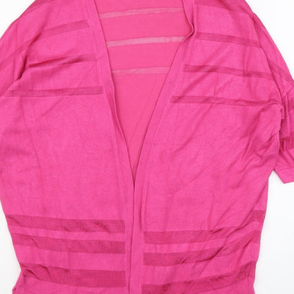 Nutmeg Womens Pink V-Neck Striped Viscose Cardigan Jumper Size 10