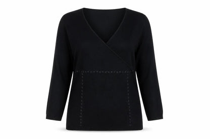 Preworn Womens Black V-Neck Viscose Pullover Jumper Size M