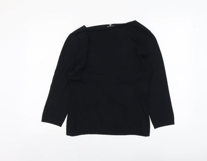 Preworn Womens Black V-Neck Viscose Pullover Jumper Size M