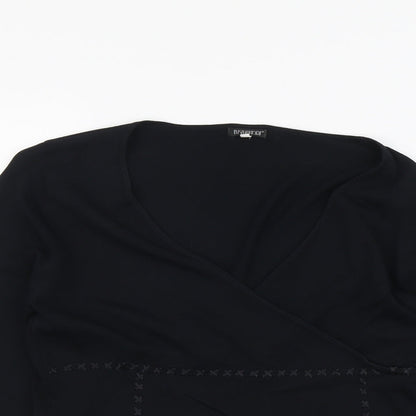 Preworn Womens Black V-Neck Viscose Pullover Jumper Size M