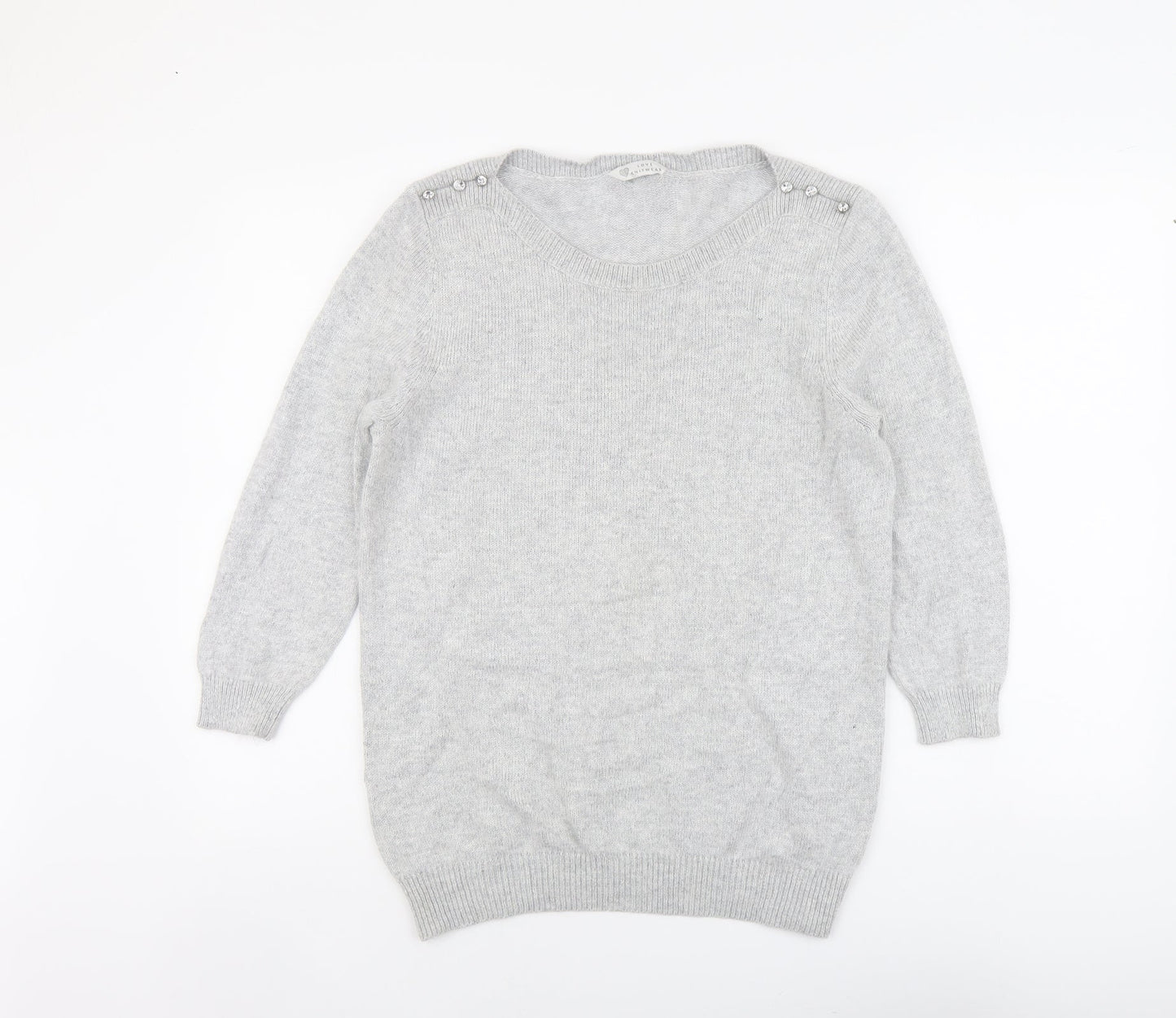 BHS Womens Grey Scoop Neck Viscose Pullover Jumper Size 14