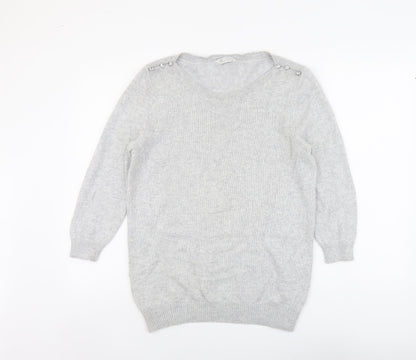 BHS Womens Grey Scoop Neck Viscose Pullover Jumper Size 14